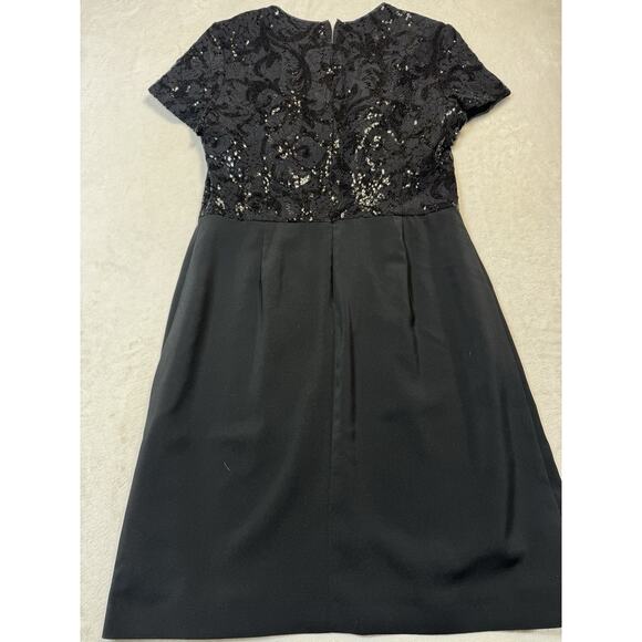 Brooks Brothers Sequin Bodice Sheath Dress Black Classic Cocktail SZ 12 - Picture 2 of 11
